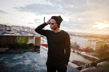 Portrait of  style black man on the roof