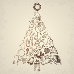 Christmas tree concept. icons set.