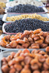 Dry fruits and spices like cashews, raisins, cloves, anise, etc.