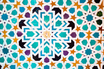 Detail of a wall in the Nasrid Palace,Alhambra,Granada,Spain.