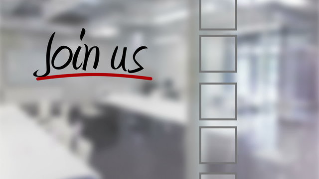 Businessman ticking join us checklist