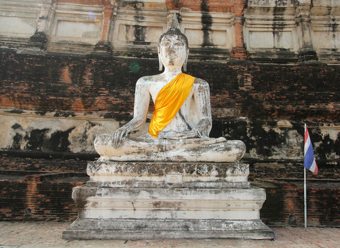 Ayutthaya, THAILAND - October 24 : Old Temple Architecture , Wat Yai Chai Mongkol at Ayutthaya, Thailand, World Heritage Site Thailand on October 24, 2015