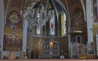 Fototapeta na wymiar Neo Gothic Church of Saint Martin interior in Bled.