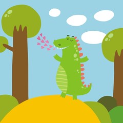 Funny dragon vector print for kids