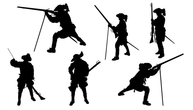 musketeer with musket silhouettes