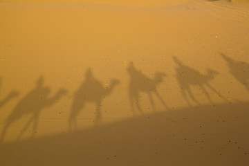 Fototapeta na wymiar Shadows in the Erg Chebbi desert