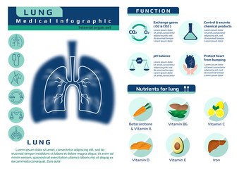 medical infographic of lung's function and nutrients that benefit for
