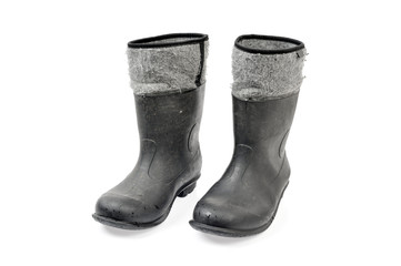 Rubber-felt working shoes isolated on white