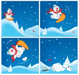 Fotobehang Adventures of a Snowman. Cartoons and Comics for you Design © liusa