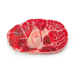 Fresh veal shank meat on white background