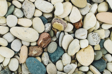 Different kinds of stones on a tropical beach