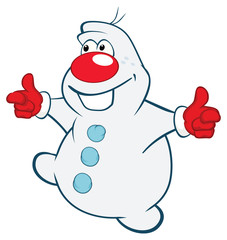 Illustration of Cute Snowman. Cartoon Character