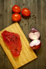 Raw beef steak