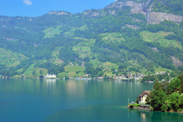 Fototapeta na wymiar Urlaubsort Vitznau am Vierwaldstättersee im Kanton Luzern,Schweiz