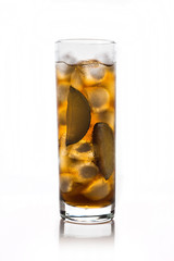 Cola drink glass with ice cubes Isolated on white background