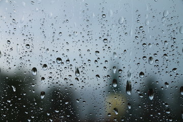 Rain drops on window , rainy day