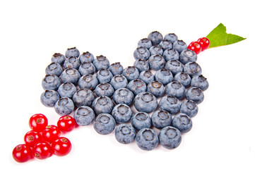 Fun food. Heart and arrow made from fruits