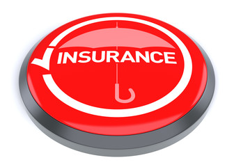 Red Insurance Button, isolated on white background.