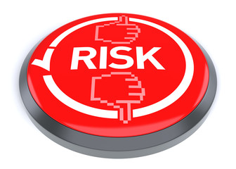 Red Risk Button, isolated on white background.