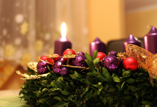 Advent wreath with candles as christmas symbol