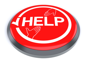 Red Help Button, isolated on white background.