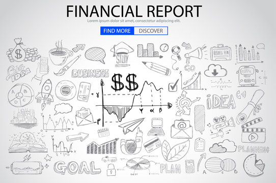 Financial Report concept with Doodle design style