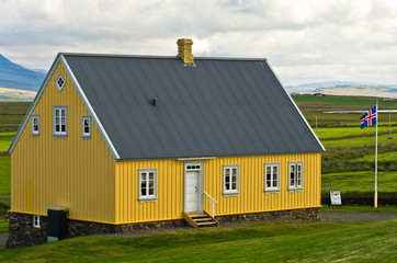 19th century old wooden house at Glaumbaer farm in north Iceland