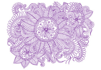 Vector doodle one-color flowers
