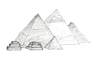 Sketch Pyramids of Giza, Egypt isolated