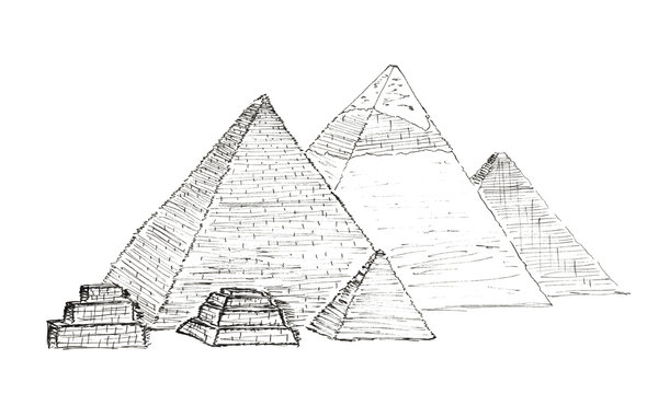 Sketch Pyramids Of Giza, Egypt Isolated