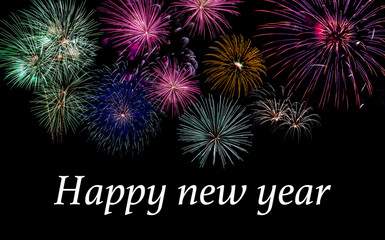 Fantastic colorful fireworks with black copyspace, perfect for t