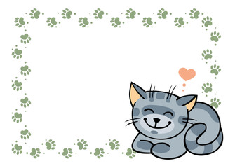 Frame with smiling gray cat