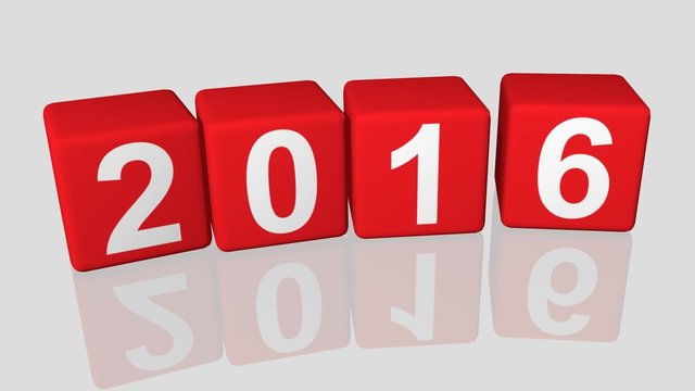 Neujahr 2016 W&uuml;rfel, rot, fallend