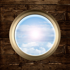 porthole with sky view