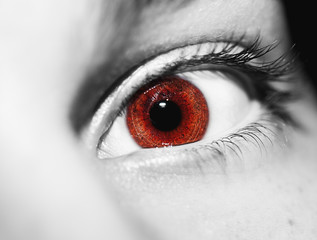 Naklejka premium Image of man's red eye close up.