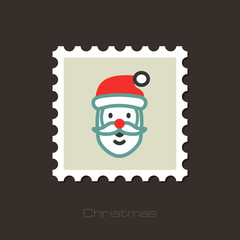 Santa Claus face. Christmas stamp.