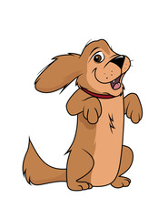 cartoon vector illustration of a dog fluffy standing