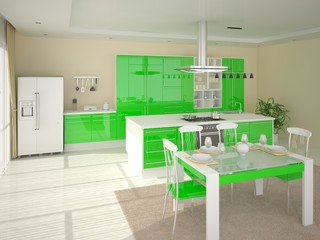 Fototapeta na wymiar Modern kitchen in the style of minimalism .