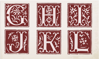 vector set of letters in the old vintage style. Part 2.