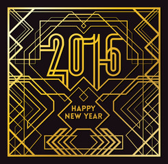 2016 Greeting Card in Art Deco Gold Style