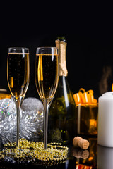 Glasses of Champagne in Festive Still Life
