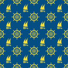 Seamless pattern maritime theme, sailboat, vector EPS 10, sailing