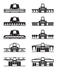 Obraz premium Agricultural machinery icon set - vector illustration