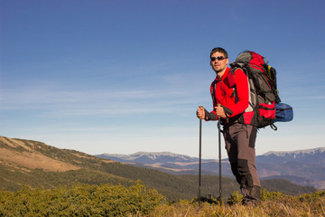 Hiking in the mountains.