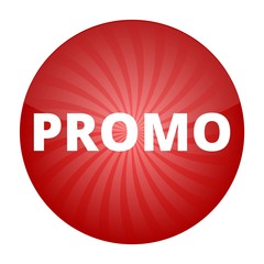 Promo red sign, button, icon