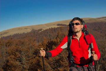 Hiking in the mountains.