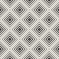 Vector Seamless Black and White Rhombus Tiling  Pattern. Concentric Lines Increasing Stroke Weight Towards The Shape Center