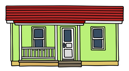 Small low house / Hand drawing, vector illustration