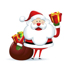 Santa Claus holding a gift box.