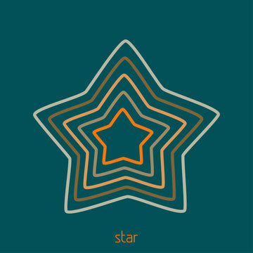 Abstract Simple Outline Star On A Sherpa Blue Background. Vector